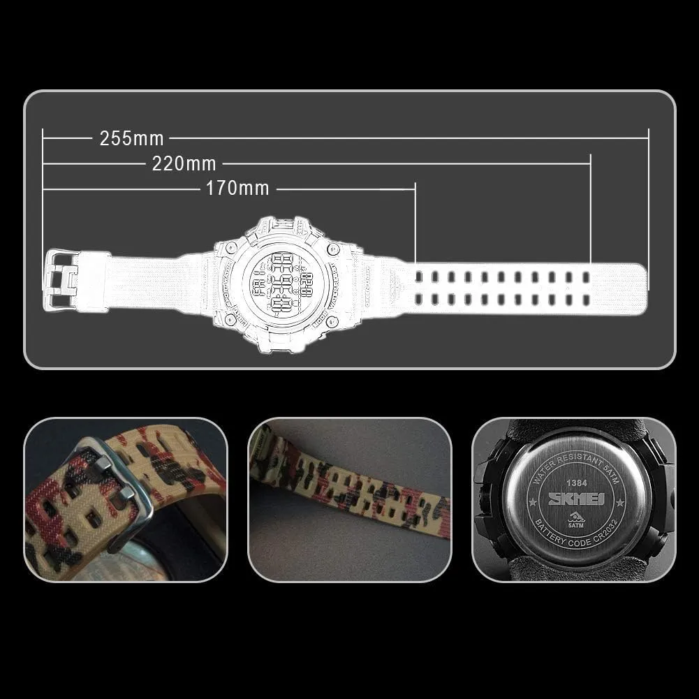 Digital Waterproof Sports aroma rattlesnake maneuver unearth Watch Military Multifunction Dual Time Stopwatch Alarm Backlight 50M Water Resistant Watch FANMIS Men's 