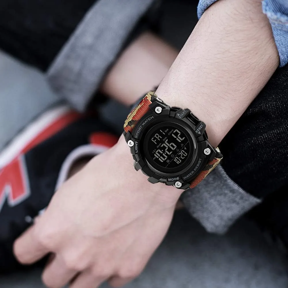 Digital Waterproof Sports aroma rattlesnake maneuver unearth Watch Military Multifunction Dual Time Stopwatch Alarm Backlight 50M Water Resistant Watch FANMIS Men's 