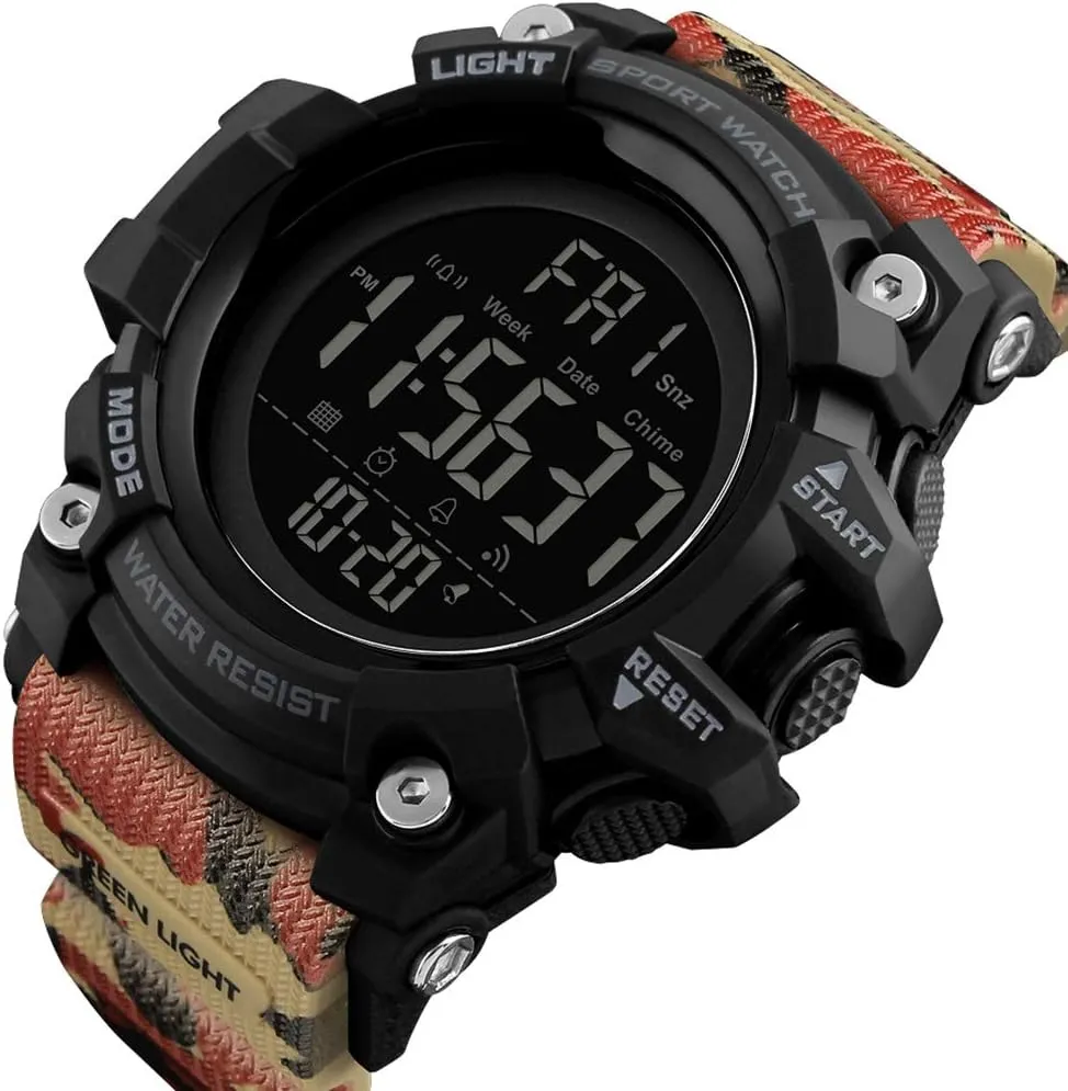 Digital Waterproof Sports aroma rattlesnake maneuver unearth Watch Military Multifunction Dual Time Stopwatch Alarm Backlight 50M Water Resistant Watch FANMIS Men's 