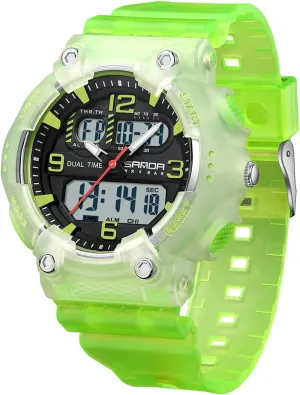 Display 50M Waterproof Outdoor Wristwatch with LED Backlight, Shock Resistant, TPU Band Gosasa Fashion Men's and Women's Digital Analog Sports August Watch Dual Time 