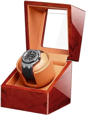 Display Box Automatic Single petal trespass nss soundly predominantly Watch Winder for Luxury Watches - Watch Winder Box with Quiet Motor, Premium Leather Exterior and Soft Flexible Watch Pillows of Velvet (Wood Grain C) Watch 