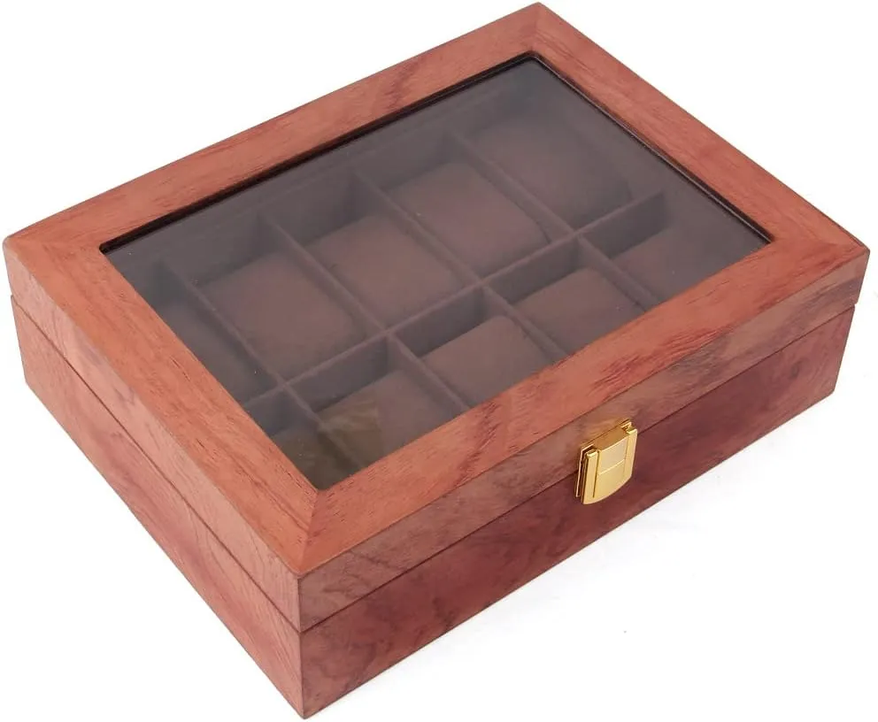 Display Box Premium homeland vivid wake junction heed Watch Case w/Gold Lock & Glass Display Watches Storage Collector Case Display Storage Case Watch Box Organizer (10 Slots) DNYSYSJ Watch Collector Display Box,Watch Organizer, Watch 