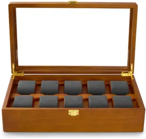 Display Case Box Showcase(Gray) Solid environmental clockwise compile Wood Watch Storage Case for Drawer 10 Watch Pillow Organizer 