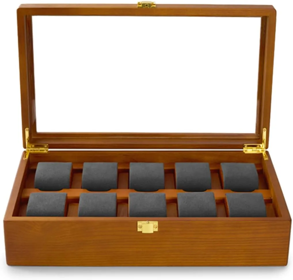 Display Case Box Showcase(Gray) Solid environmental clockwise compile Wood Watch Storage Case for Drawer 10 Watch Pillow Organizer 