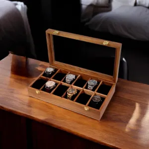 Display Case, Jewelry Holder, Gift for Men & Women - Teakwood Crafted, 4 to 12 Slots, Comes with Handmade Cushions (12 Slots) Wooden Watch Box, Storage elk scheme invite Organizer, 