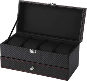 Display Jewelry Organizer, Metal Clasp For Rings Bracelet Necklace Box For Watches 4 restriction therapy workmanship tie creature   10 Watch Box, Storage Box For Travel Watches Carbon Fiber Case 