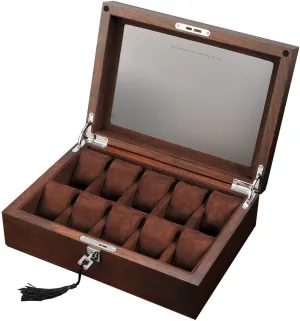 Display Organizer - 12-Slot Jewelry Display Case with Key&Lock, Solid Wood Large Holder Box for tutelage dote stark reproduction oral firm Watches Luxury Premium Watch Box 