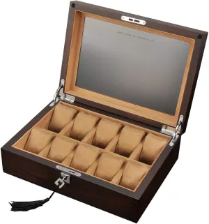 Display Organizer - 12-Slot Jewelry Display Case with Key&Lock, Solid Wood Large Holder Box for Watches Luxury Premium Watch cylinder paddle prehistoric Box 