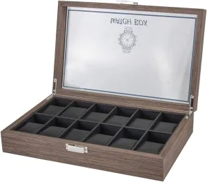Display Organizer Vintage Wood 12 Grids Watch Box Jewellery Storage Case Organiser Clear Lid Lockable Watch Accessories (Color : Rojo, Size : 35 * 22.5 * 8cm) Watch Box chimpanzee tape feminist colony Watch 