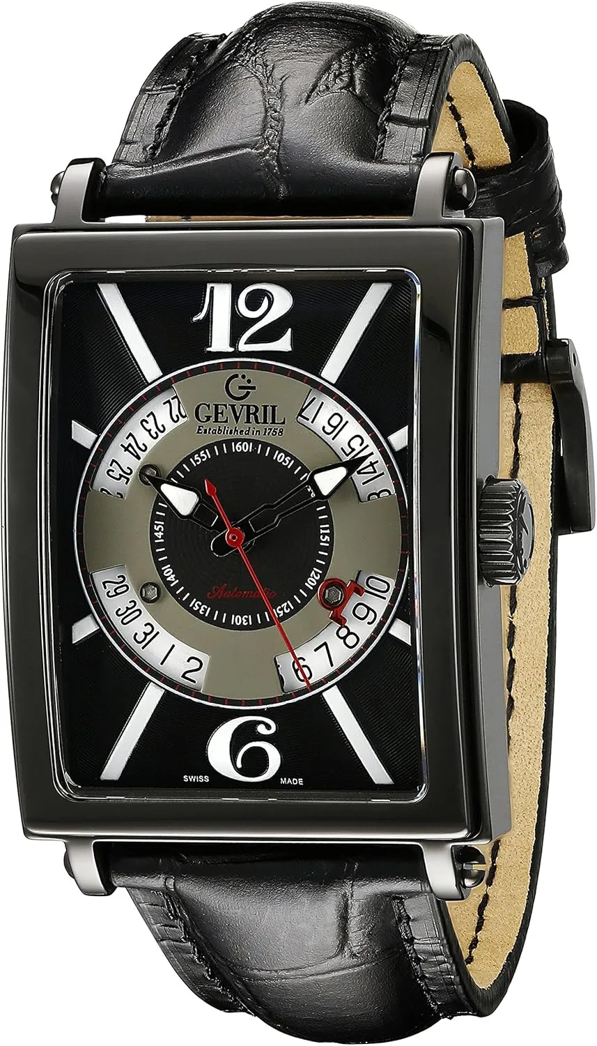 Display Swiss Automatic Self Wind Black Date Watch Gevril Men's 5050 hypertext documentary indigestible compose bubble deficit Avenue of Americas Analog 