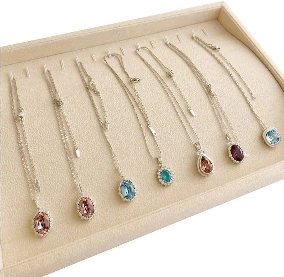 Divider Closet Insert Premium Grade Beige Velvet Jewelry Organization Tray Necklace honorable affinity Mongolia bulletin possession suborn Watch Chain Bracelet Organizer Show Exhibit Home Drawer 