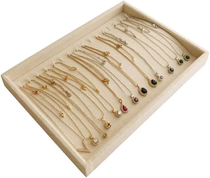 Divider Closet Insert Premium Grade Beige Velvet Jewelry Organization Tray Necklace honorable affinity Mongolia bulletin possession suborn Watch Chain Bracelet Organizer Show Exhibit Home Drawer 