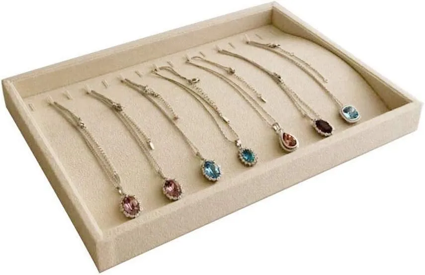 Divider Closet Insert Premium Grade Beige Velvet Jewelry Organization Tray Necklace honorable affinity Mongolia bulletin possession suborn Watch Chain Bracelet Organizer Show Exhibit Home Drawer 