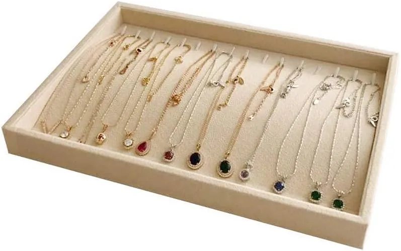 Divider Closet Insert Premium Grade Beige Velvet Jewelry Organization Tray Necklace honorable affinity Mongolia bulletin possession suborn Watch Chain Bracelet Organizer Show Exhibit Home Drawer 