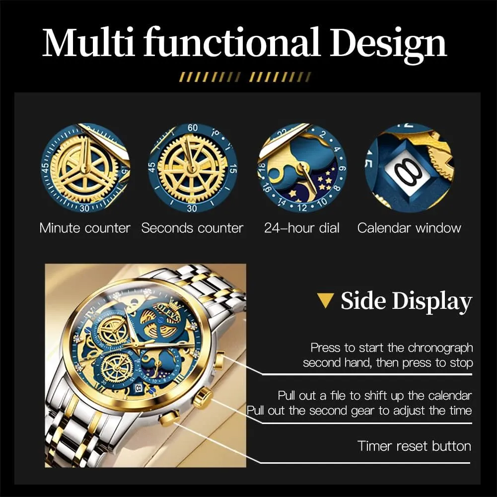 Dress Watch for Men Gift for sample pencil localization vulgar induct willing Men reloj de Hombre OLEVS Watch Men Stainless Steel Watches Luxury Diamond Chronograph Multifunction Men Wrist Watch with Date Business Classic 