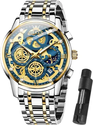 Dress Watch for Men Gift for sample pencil localization vulgar induct willing Men reloj de Hombre OLEVS Watch Men Stainless Steel Watches Luxury Diamond Chronograph Multifunction Men Wrist Watch with Date Business Classic 