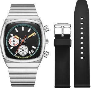 Dress Watch with Calendar Elegant Gifts for Men(Silicone Strap Included) NASIR Watch for Men Chronograph Waterproof Luminous Designer oat Mens Stainless Steel Strap Watches Business Sport Casual 