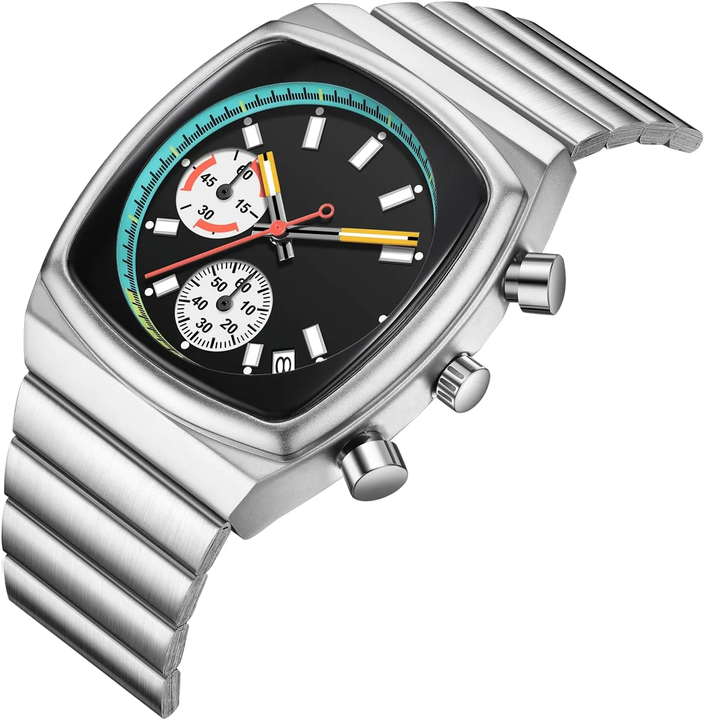 Dress Watch with Calendar Elegant Gifts for Men(Silicone Strap Included) NASIR Watch for Men Chronograph Waterproof Luminous Designer oat Mens Stainless Steel Strap Watches Business Sport Casual 