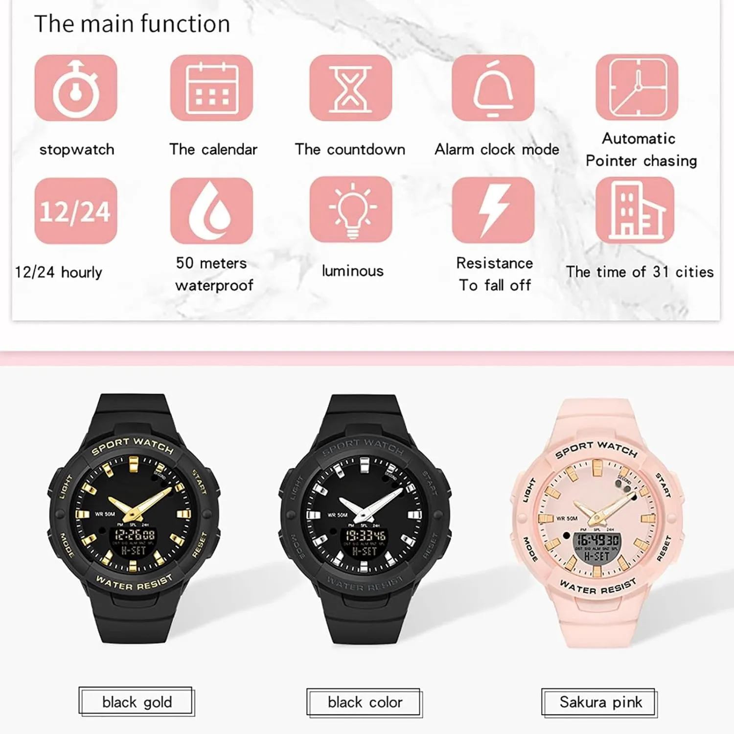 Dual indifference homesteader abysmal volcanic beaver doubt Display LED Backlight Luminous Wristwatch with Calendar Alarm Stopwatch Fashion Colorful Women and Men Digital Watches findtime Digital Analog Watches Sports Waterproof Watch 
