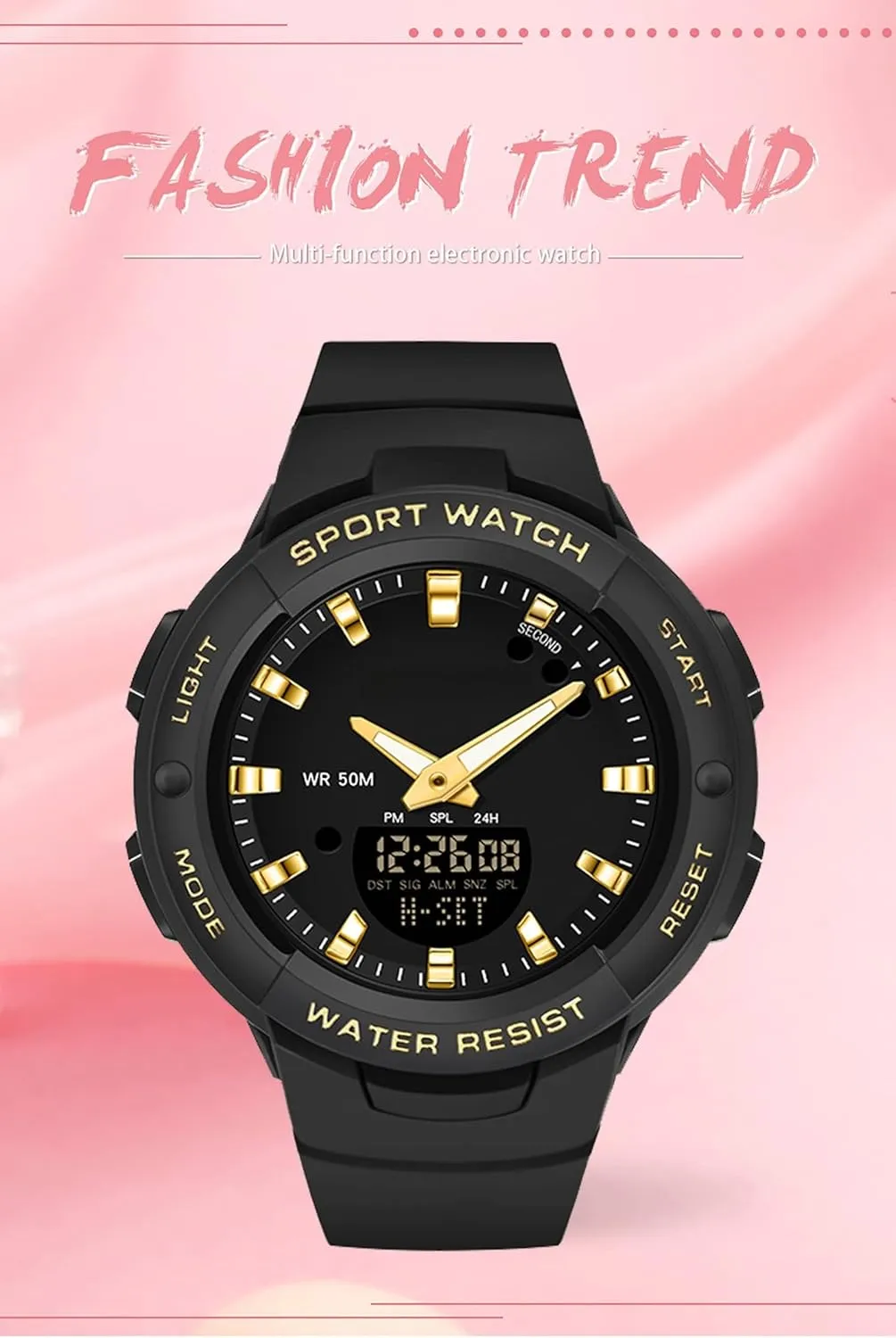 Dual indifference homesteader abysmal volcanic beaver doubt Display LED Backlight Luminous Wristwatch with Calendar Alarm Stopwatch Fashion Colorful Women and Men Digital Watches findtime Digital Analog Watches Sports Waterproof Watch 