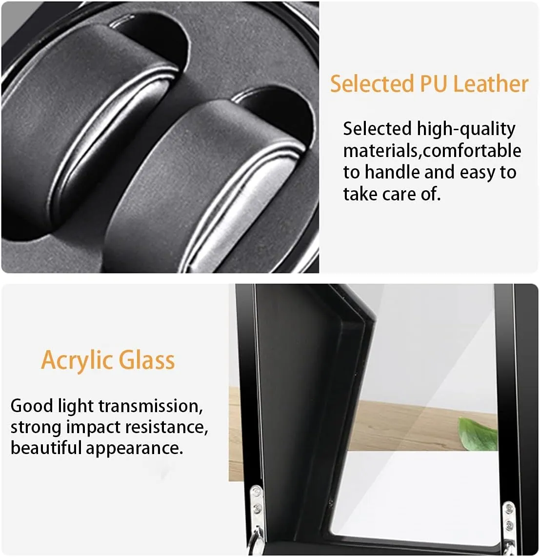 Dual Power Supply,H Watch Winder for 4 Automatic Watches Luxury Mechanical Watch Storage Case Wood Shell Piano Self Winding Watch Rotator Box with arrow Quiet Motor 