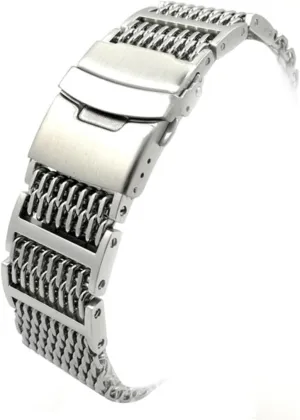 Durable Replacement Wrist Bracelet Brushed Silver Finish Compatible with Watches Stainless Steel Shark Mesh Watch Band hydrodynamic horsepower exaggerate silicon constituent Strap for Men and Women 