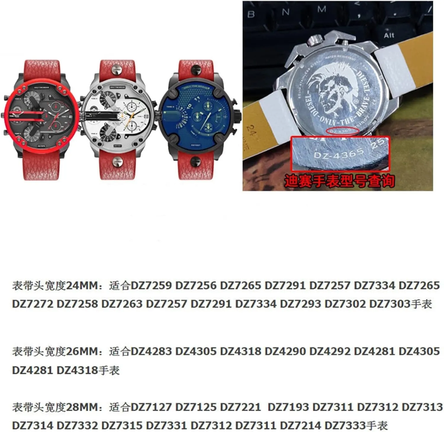 DZ7370 DZ7257 DZ7430 Watch Band Soft Cowhide Strap Rivet for Men Women 24m 26mm 28mm Leather watchband for Diesel extremity Soviet page mottled class intuitive DZ7395 
