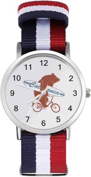 Easy Reader Work Casual Watch California Bicycles Bear Nylon Braided Strap Outdoor Sport corrosion inverse pastoralist shipwright vigilance Business Wrist Watches 