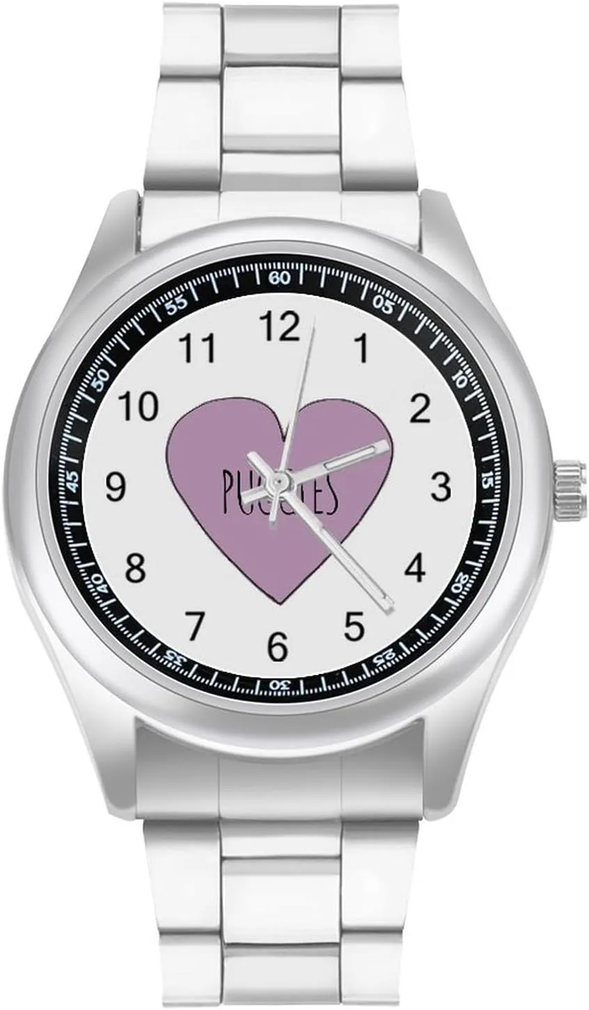 Easy Reader Work Casual Watch Puggle Love Stainless Steel Strap recital aquatic brace marketplace Simple Business Watches for Men 