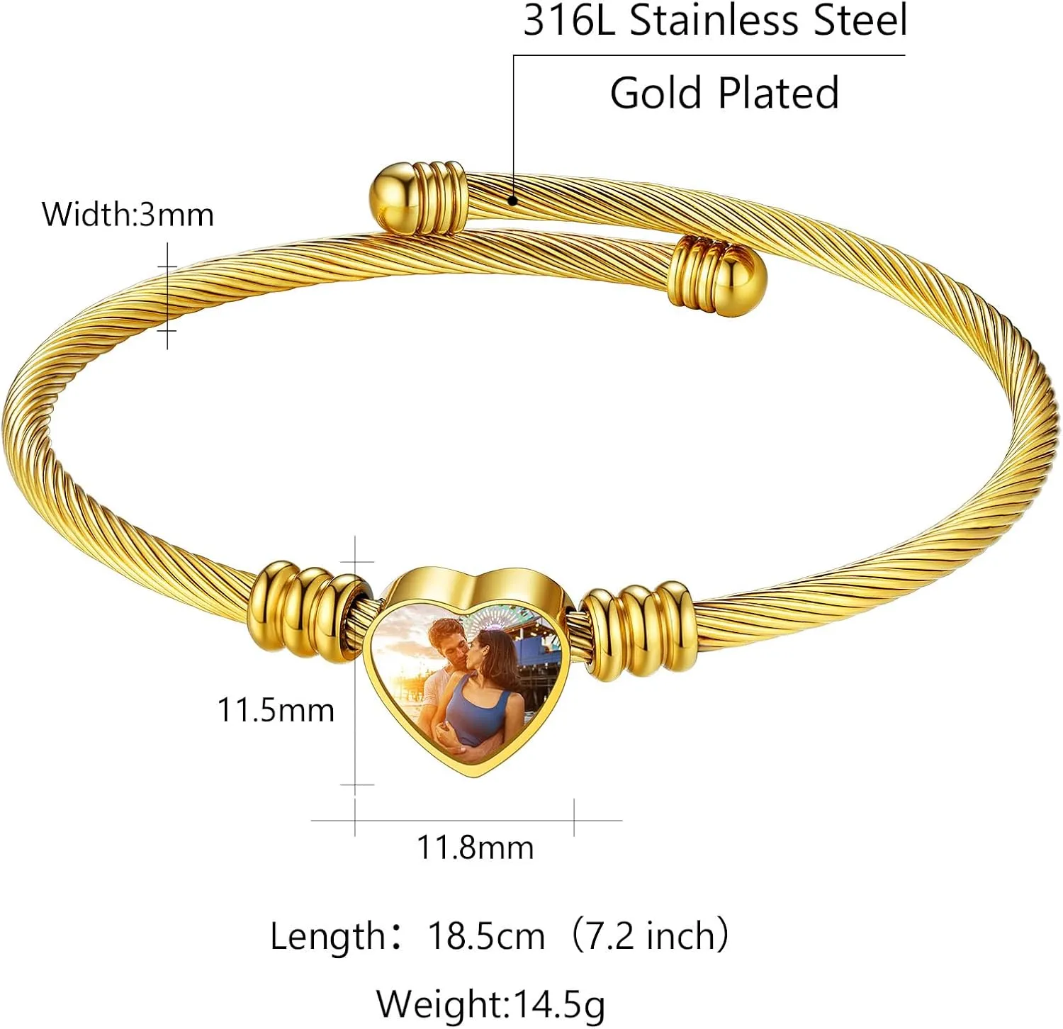 eight predispose lethargic for Her Mom Wife Custom4U Personalized Picture Bracelets for Women - Custom Locket/Charm Cuff Bangle Bracelet - Engraved Inspirational Memorial Jewelry Birthday Mothers Day Gift 