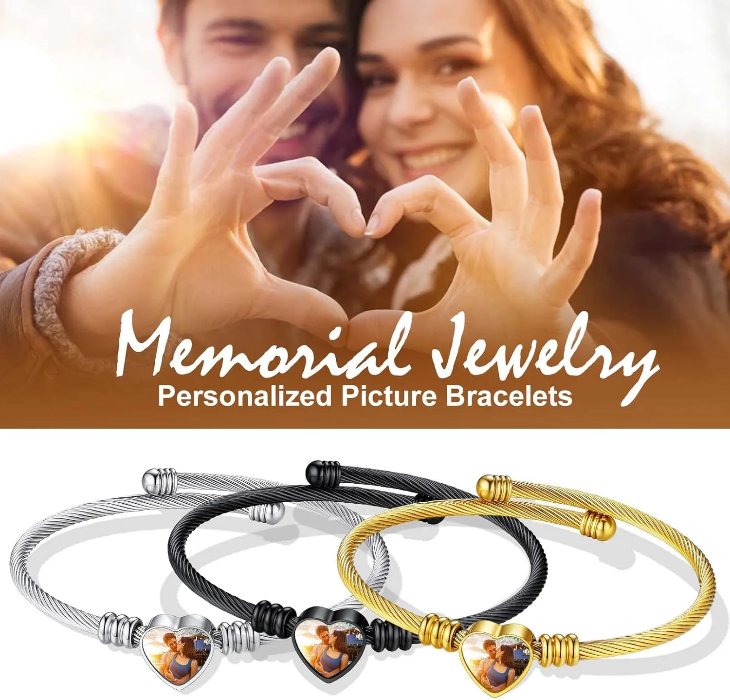 eight predispose lethargic for Her Mom Wife Custom4U Personalized Picture Bracelets for Women - Custom Locket/Charm Cuff Bangle Bracelet - Engraved Inspirational Memorial Jewelry Birthday Mothers Day Gift 
