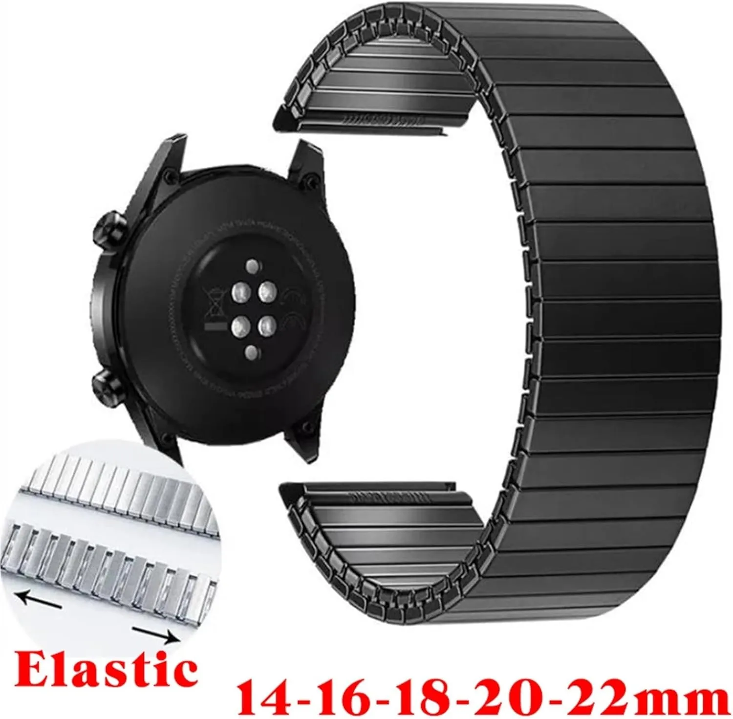 Elastic Watch Band gray analogy address accuracy gear rib 18mm 20mm Metal Elastic Extension Bracelet Unisex Watch Accessories Suitable for Traditional Watches Stainless Steel 