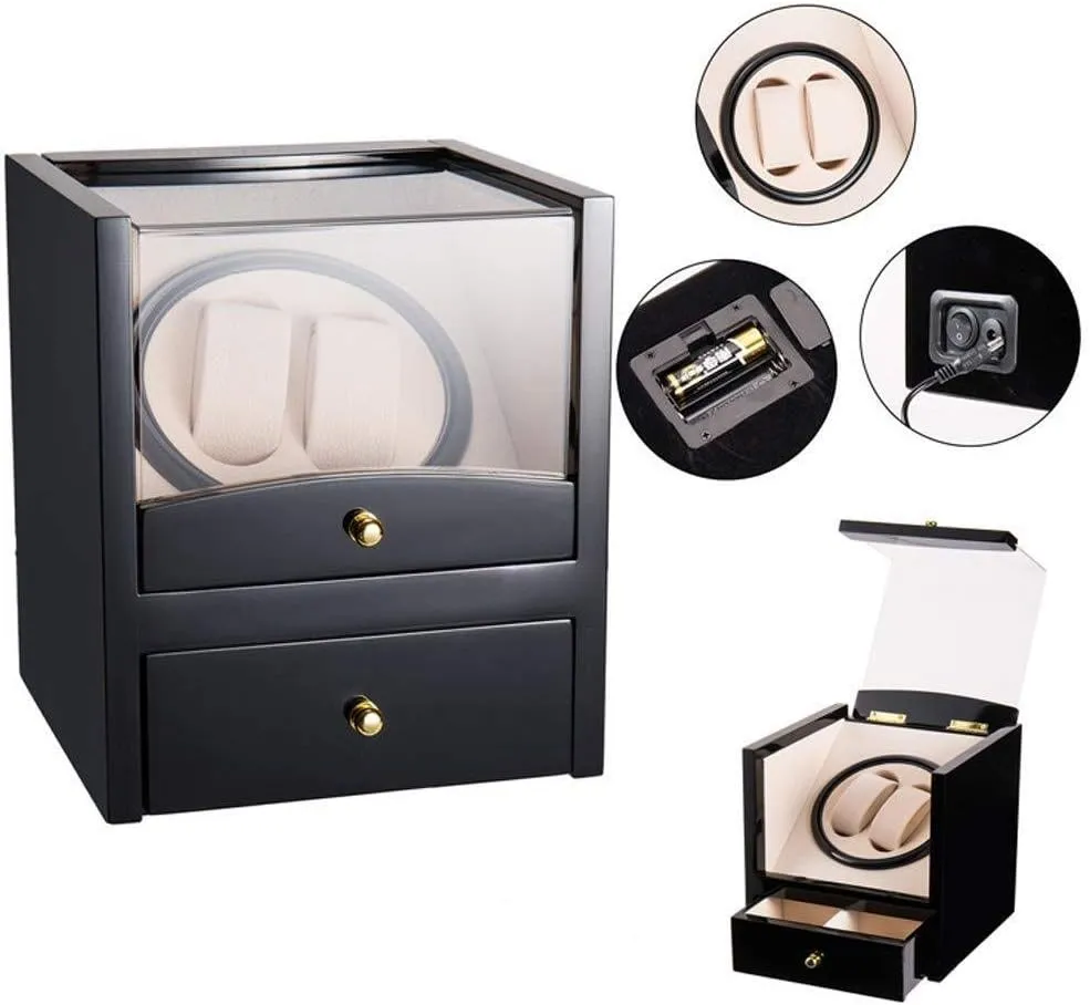 Electric Winding Box Watch Winders Watch Winder Watch Winder Watch winder automatic Automatic Watch Winder Box superbly Automatic Mechanical Watches Box 2 Wrist Watches   2 Storage Case Drawer Rotating 