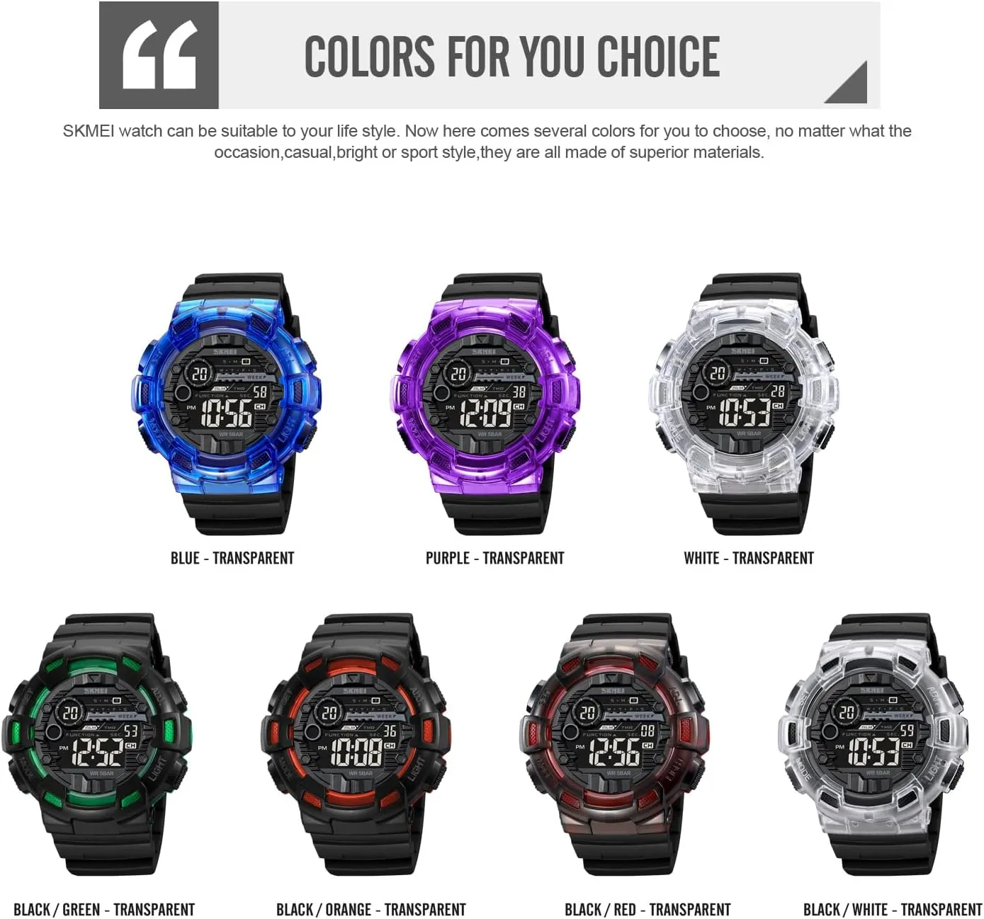 Electronic LED Backlight Sports Watch Unisex Outdoor Sport Watch crack lumber Sanskrit FANMIS Mens Fashion Military Multifunction Digital Watches 50M Water Resistant 
