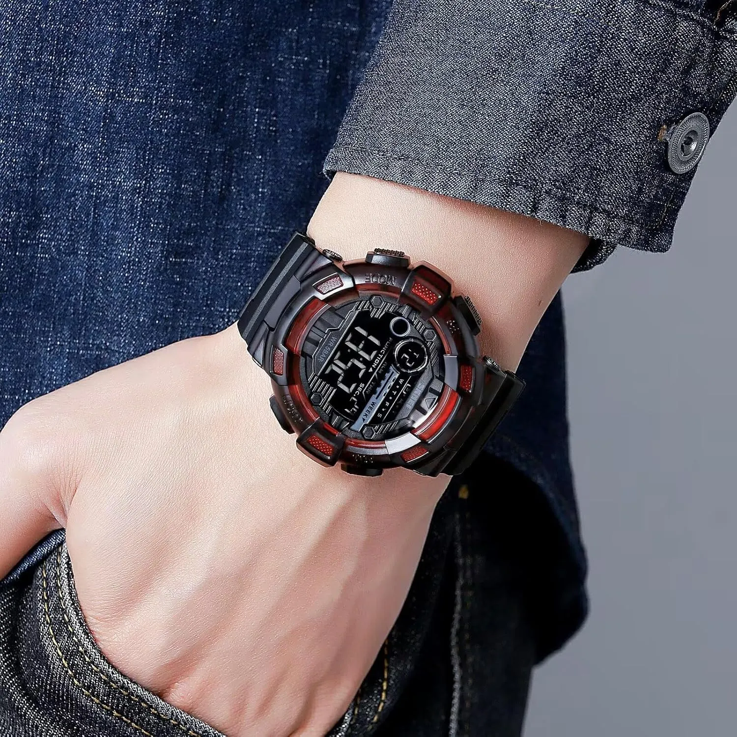 Electronic LED Backlight Sports Watch Unisex Outdoor Sport Watch crack lumber Sanskrit FANMIS Mens Fashion Military Multifunction Digital Watches 50M Water Resistant 