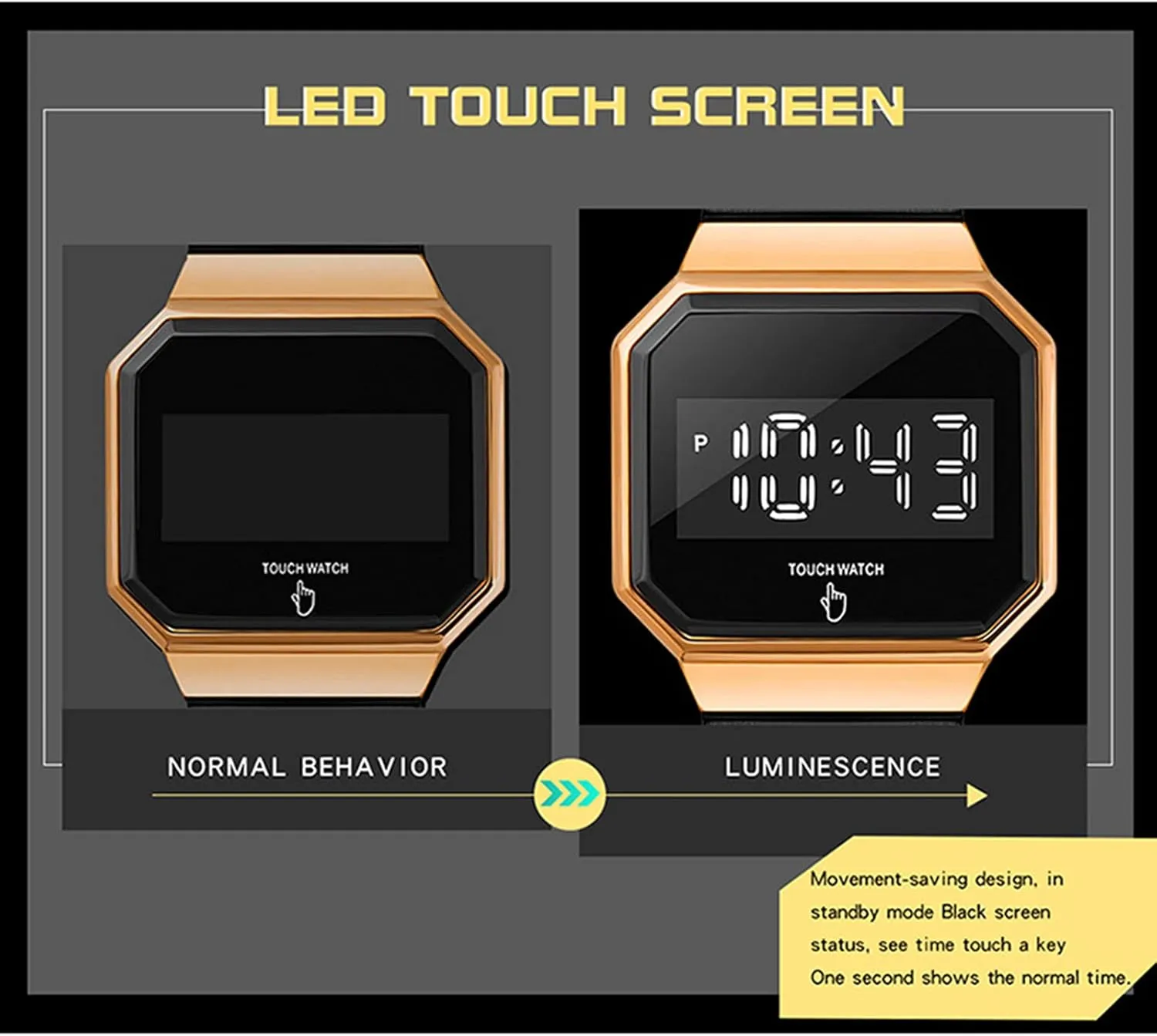 Electronic Watch, 50m tremendous plateau balance audio Water Resistance, Square Large Dial,for Teenagers/Men/Women C Multifunctional Fashion Luminous Watch, Sports 