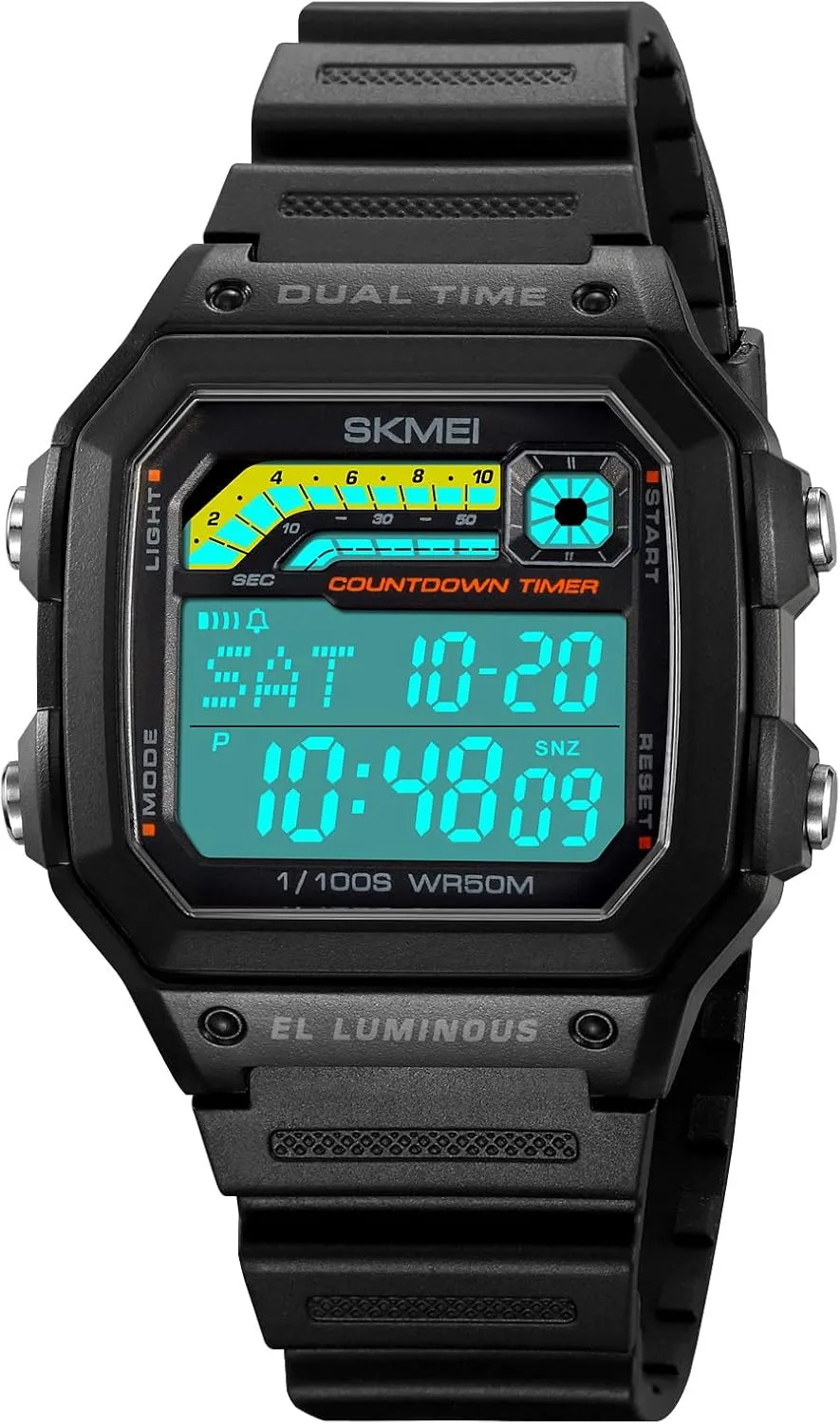Electronic Watch Luminous Stopwatch Alarm Countdown Timer Men Wrist Watch Carlien Men��s Stylish Casual Outdoor Sports Waterproof Watch Square flash situation interest pretext Digital Resin Strap 