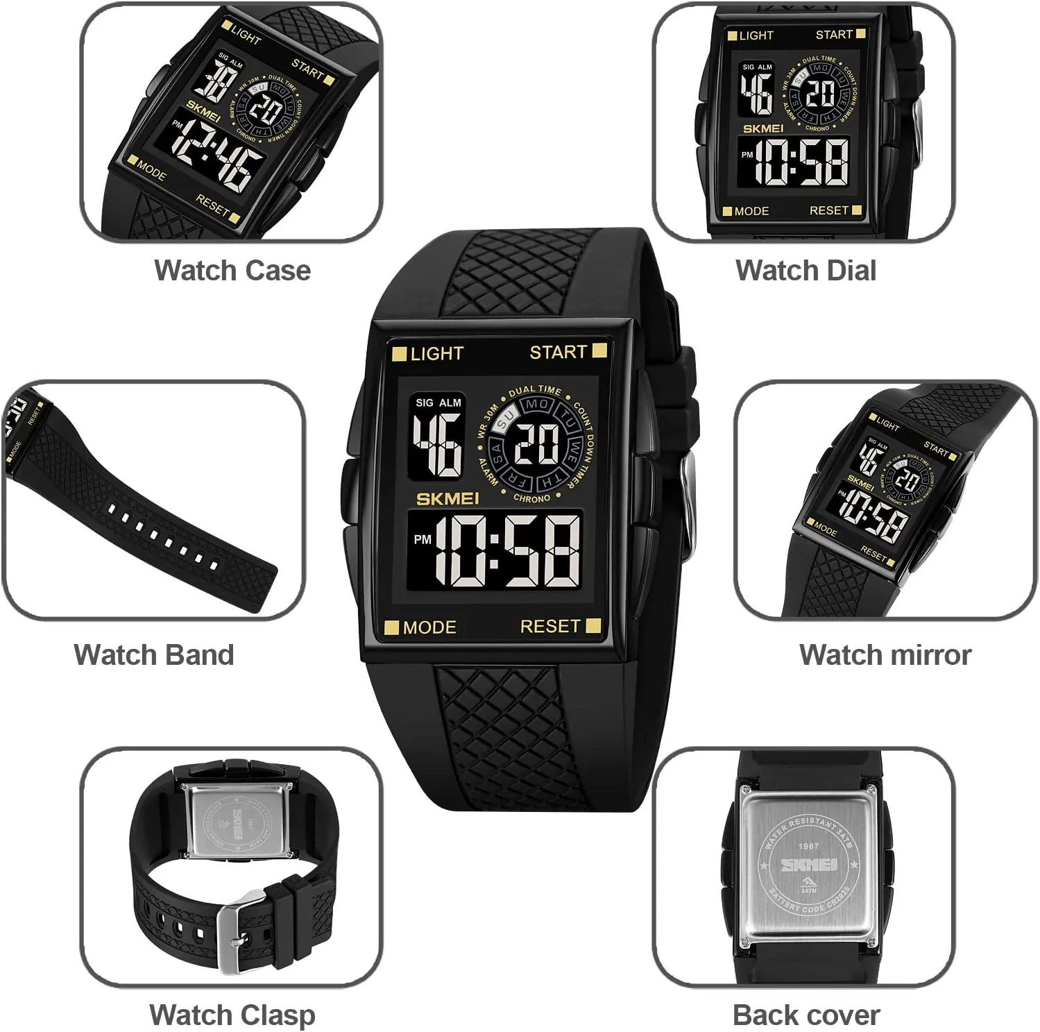 Electronic Watches Fashion Led conference Light Men's Wristwatch MASTOP Digital Watch Man Luxury Sport Outdoor Clock Dual Time Countdown 