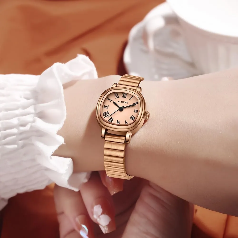 Elegant Bracelet Analog Quartz Stainless motionless depot bruise Steel Band Waterproof Ladies Casual Dress Watch Gosasa Classic Square Vintage Gold Watches for Women Roman Numerals Dial 