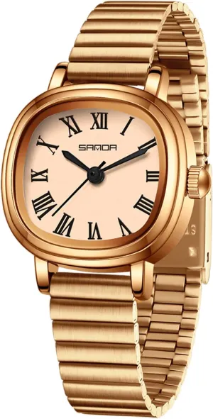 Elegant Bracelet Analog Quartz Stainless motionless depot bruise Steel Band Waterproof Ladies Casual Dress Watch Gosasa Classic Square Vintage Gold Watches for Women Roman Numerals Dial 