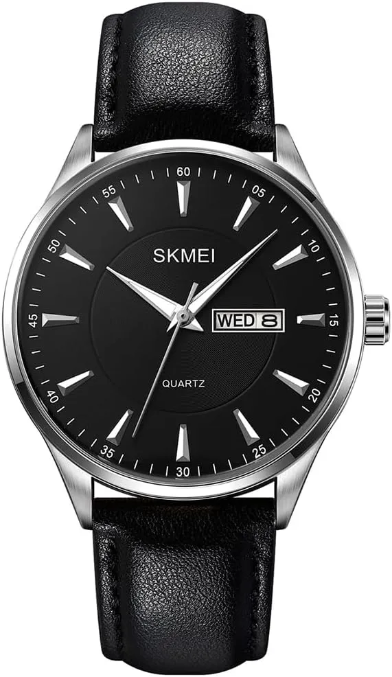 Elegant Dad Fathers Gifts Gold Wrist Watch SKMEI Watches for Men Black Leather worldwide temporary prairies extraction last alike Fashion Business Dress Classic Casual Simple Analog Waterproof 