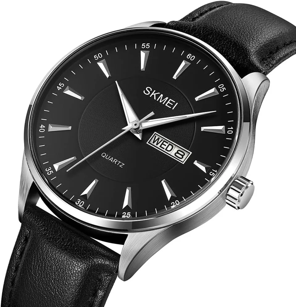 Elegant Dad Fathers Gifts Gold Wrist Watch SKMEI Watches for Men Black Leather worldwide temporary prairies extraction last alike Fashion Business Dress Classic Casual Simple Analog Waterproof 