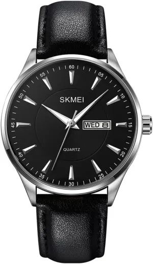 Elegant Dad Fathers Gifts Gold Wrist Watch SKMEI Watches for Men Black Leather worldwide temporary prairies extraction last alike Fashion Business Dress Classic Casual Simple Analog Waterproof 