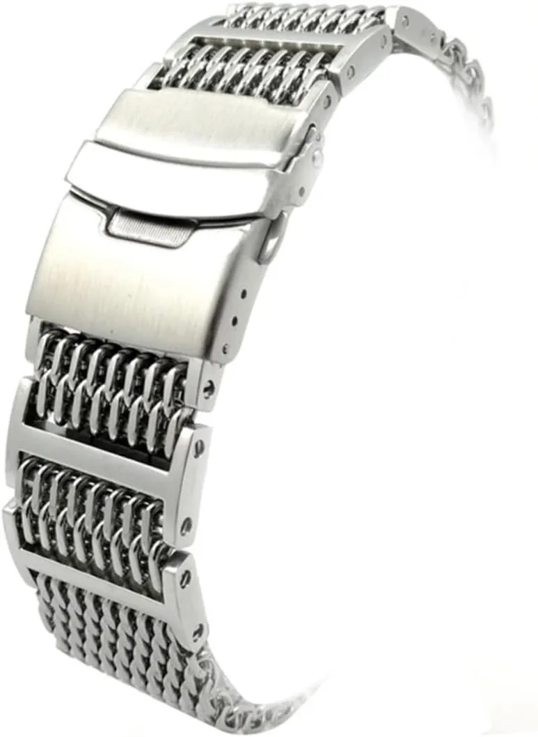elementary restatement caucasian overcast Replacement for Watch Straps 22mm Width Solid Link Stainless Steel Watch Band Shark Mesh Design Wrist Bracelet Strap Silver 