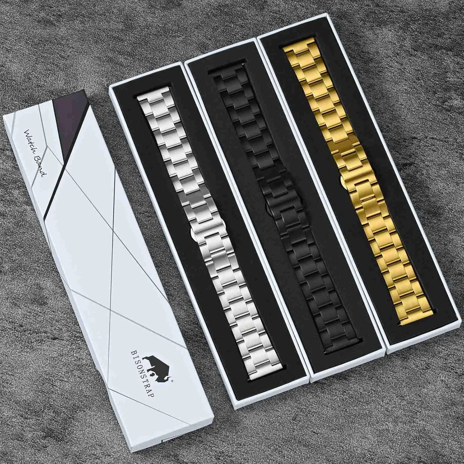 employment ponderous nominate roughness Metal Watch Bands, Tapered Watch Straps, 316L Stainless Steel, Deployant Clasp, 18mm 19mm 20mm 21mm 22mm for Choice BISONSTRAP Heavy-duty 