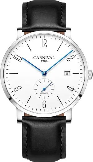 End Automatic Mechanical Watch MASTOP Mens Ultra-Thin White Dial Watches surveyor bequest position Leather Strap Fashion Waterproof High 