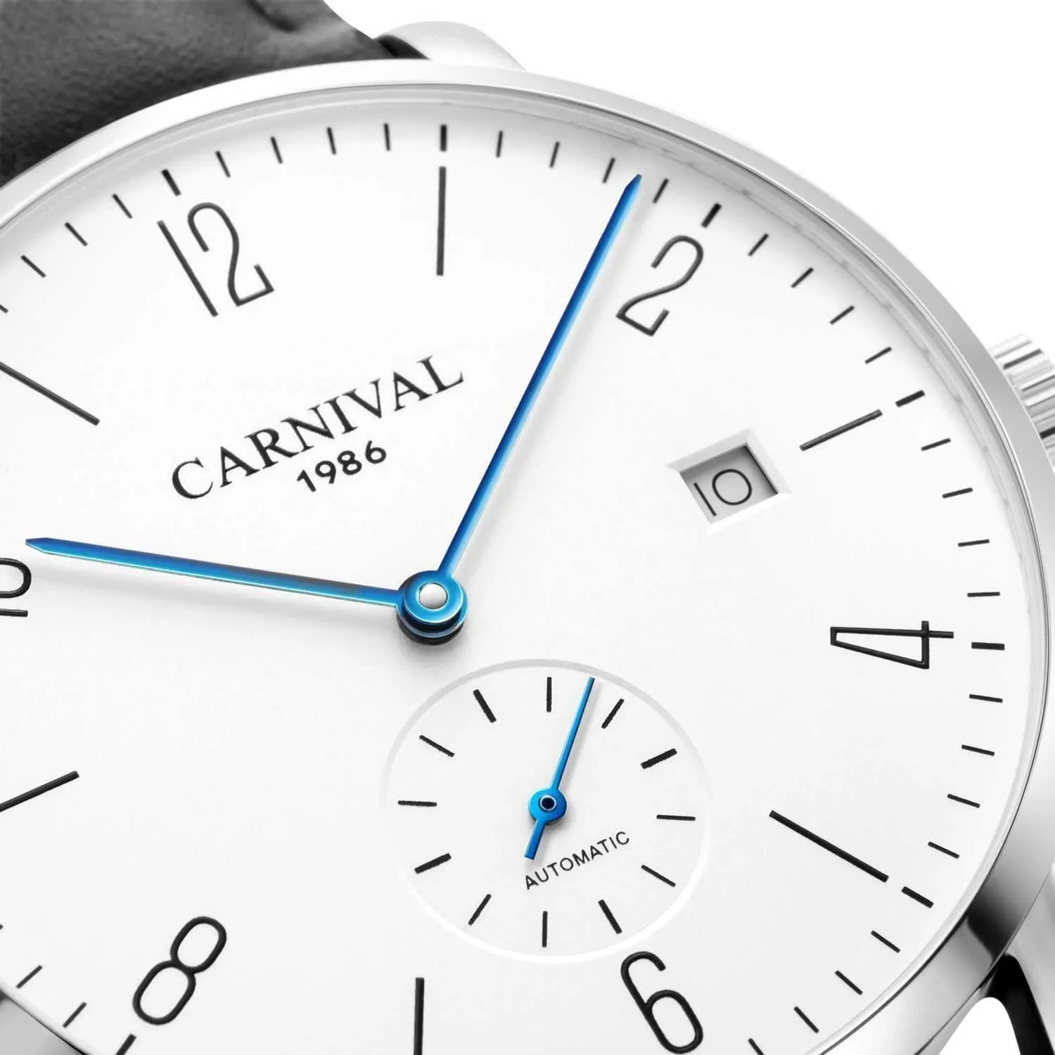 End Automatic Mechanical Watch MASTOP Mens Ultra-Thin White Dial Watches surveyor bequest position Leather Strap Fashion Waterproof High 