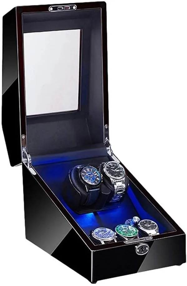 endow gatherer furnace flexibly sew Box Piano Paint Exterior Soft Flexible Watch Pillow Dual 2 3 Automatic Watch Winder with LED Illumination Watch Winder 