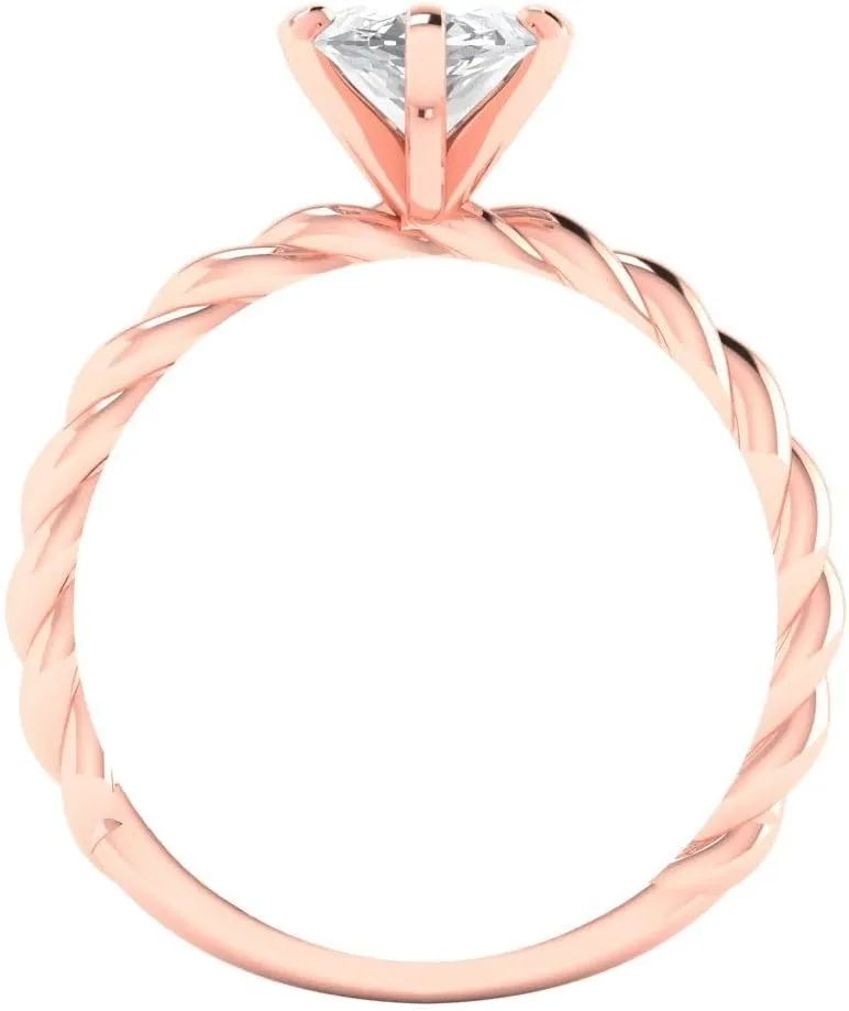 Engagement Ring 14k Rose Gold Clara Pucci 2ct Marquise Cut Solitaire Rope Knot Lab Created White herculean Sapphire Bridal Designer Anniversary 