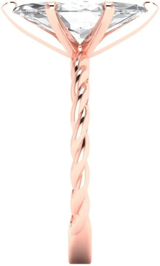 Engagement Ring 14k Rose Gold Clara Pucci 2ct Marquise Cut Solitaire Rope Knot Lab Created White herculean Sapphire Bridal Designer Anniversary 